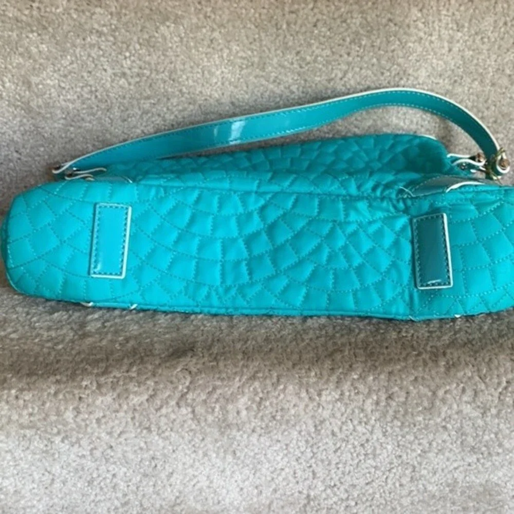 Vera Bradley NWT Turquoise Quilted Patent Leather Detail Hobo Shoulder Bag